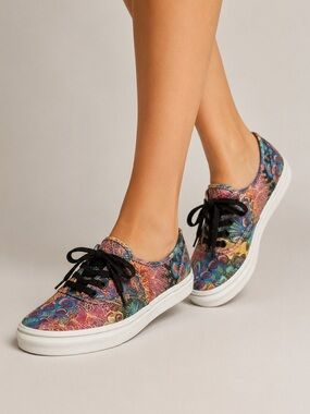 Vans Authentic Multicolor Printed Sneakers Women’s 6.5 Low Top Canvas Shoes